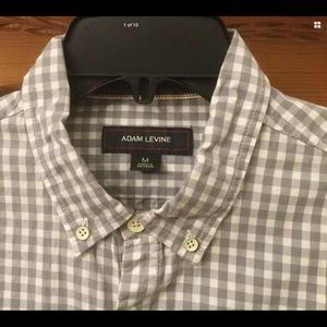 ADAM LEVINE SHIRT GRAY & WHITE CHECKER LONG SLEEVE